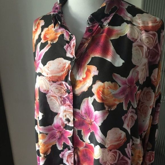 Monki floral high low button up shirt - Picture 3 of 5